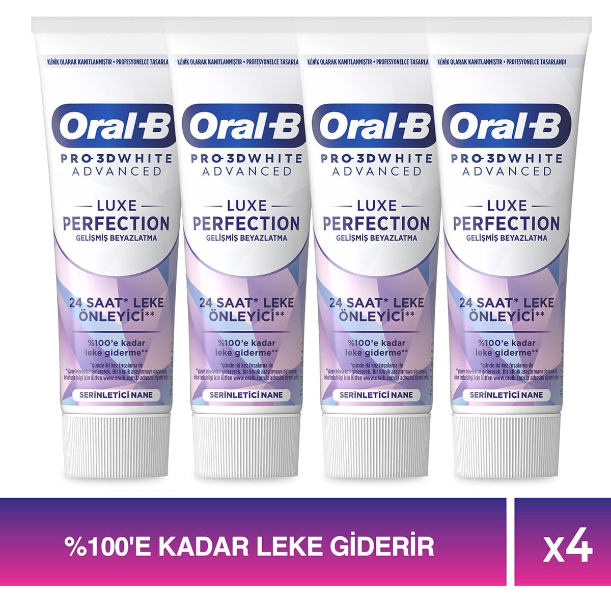 خمیر دندان Oral-B Pro 3D White Advanced Luxe Perfection 75 ml x 4 خمیر دندان Oral-B Pro 3D White Advanced Luxe Perfection 75 ml x 4