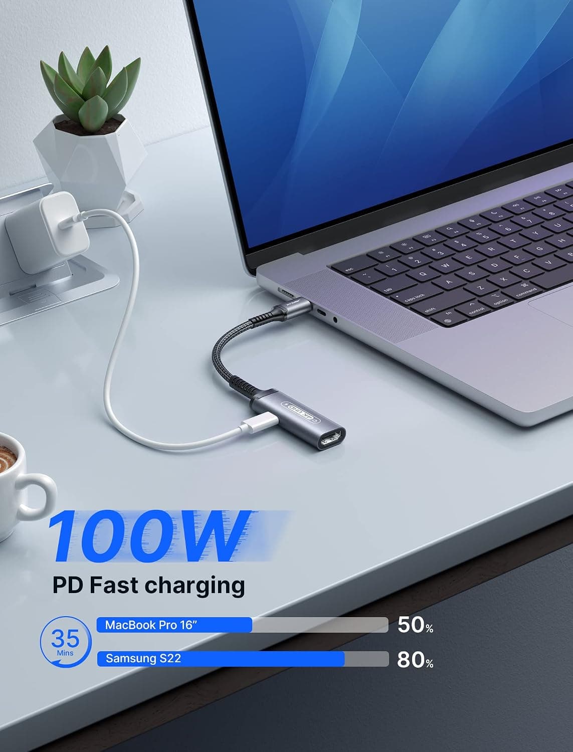 آداپتور JSAUX USB C به HDMI با شارژر PD 2 در 1 100W آداپتور JSAUX USB C به HDMI با شارژر PD 2 در 1 100W