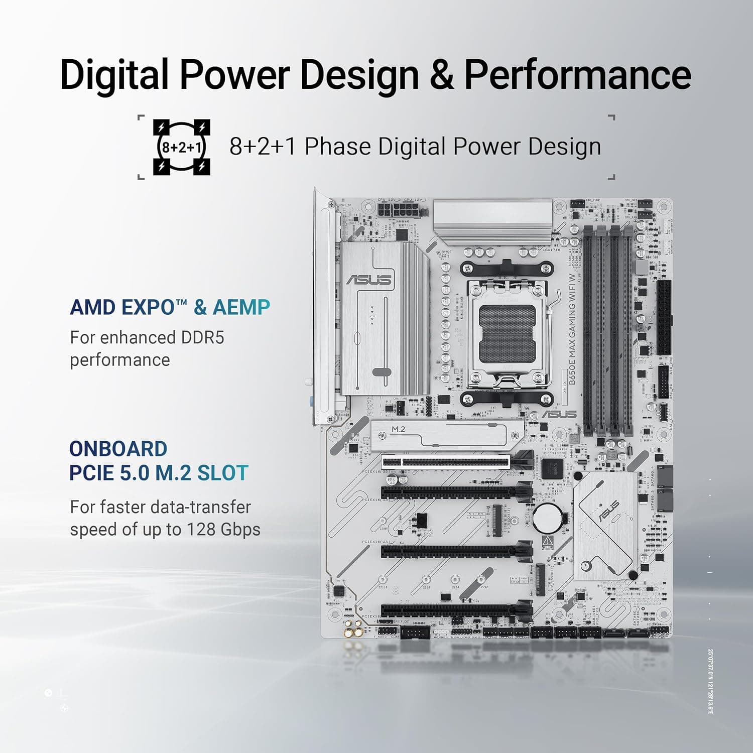 مادربرد ASUS B650E Max Gaming Wi-Fi ATX سوکت AM5 سفید مادربرد ASUS B650E Max Gaming Wi-Fi ATX سوکت AM5 سفید