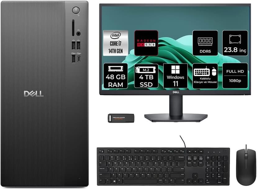 کامپیوتر رومیزی Dell Pro Tower Ect1250 i7 14700 48GB 4TB SSD همراه مانیتور 23.8" کامپیوتر رومیزی Dell Pro Tower Ect1250 i7 14700 48GB 4TB SSD همراه مانیتور 23.8"