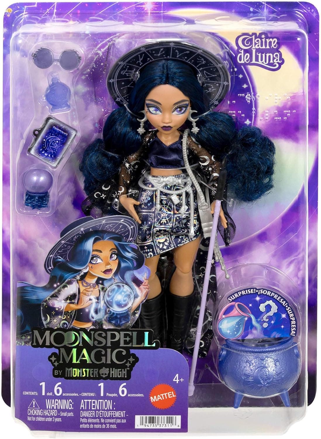 عروسک Monster High Moonspell Magic Claire De Luna با دیگ سورپرایز و گوی کریستالی مدل JMB89 عروسک Monster High Moonspell Magic Claire De Luna با دیگ سورپرایز و گوی کریستالی مدل JMB89