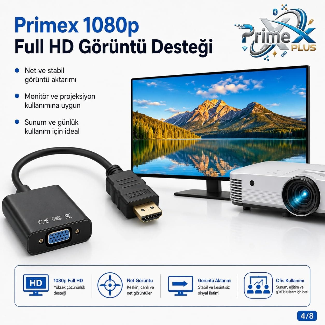 مبدل HDMI به VGA PrimeX Plus با HDMI نر و VGA ماده، 30 cm، Full HD، مدل PX-1240S مبدل HDMI به VGA PrimeX Plus با HDMI نر و VGA ماده، 30 cm، Full HD، مدل PX-1240S