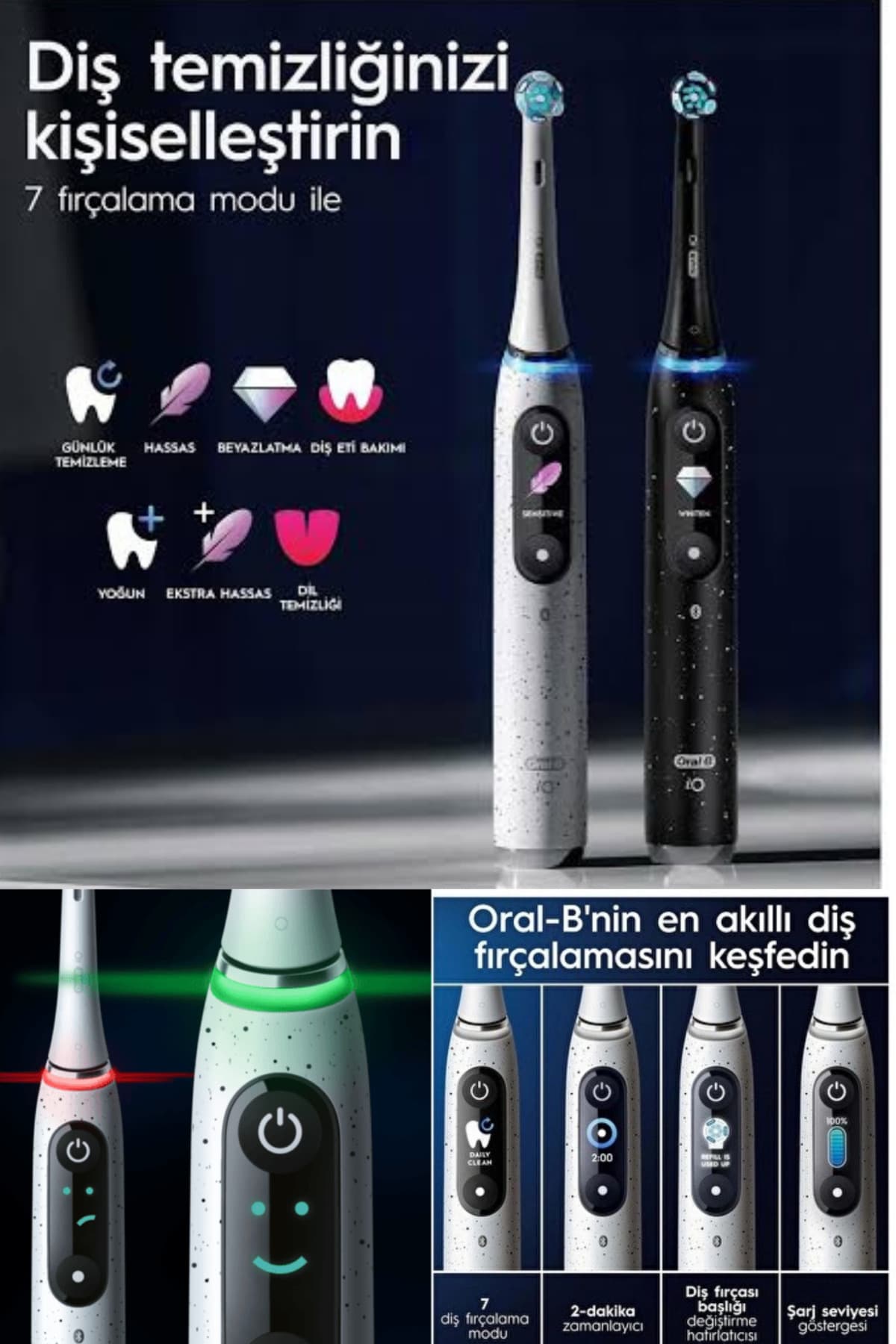 ست دوتایی مسواک شارژی هوشمند Oral-B با فناوری io sense مدل İo 10 سفید استارداست و مشکی کیهانی ست دوتایی مسواک شارژی هوشمند Oral-B با فناوری io sense مدل İo 10 سفید استارداست و مشکی کیهانی