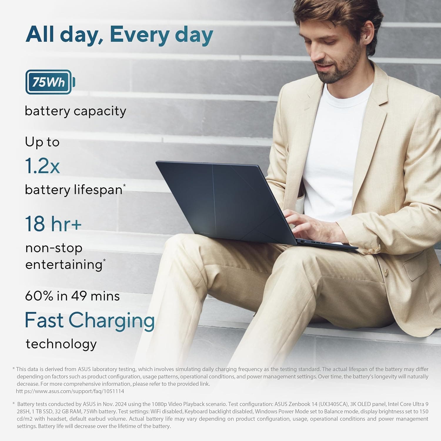 لپتاپ ASUS Zenbook 14 OLED مدل UX3405CA-SU1650W آبی لپتاپ ASUS Zenbook 14 OLED مدل UX3405CA-SU1650W آبی