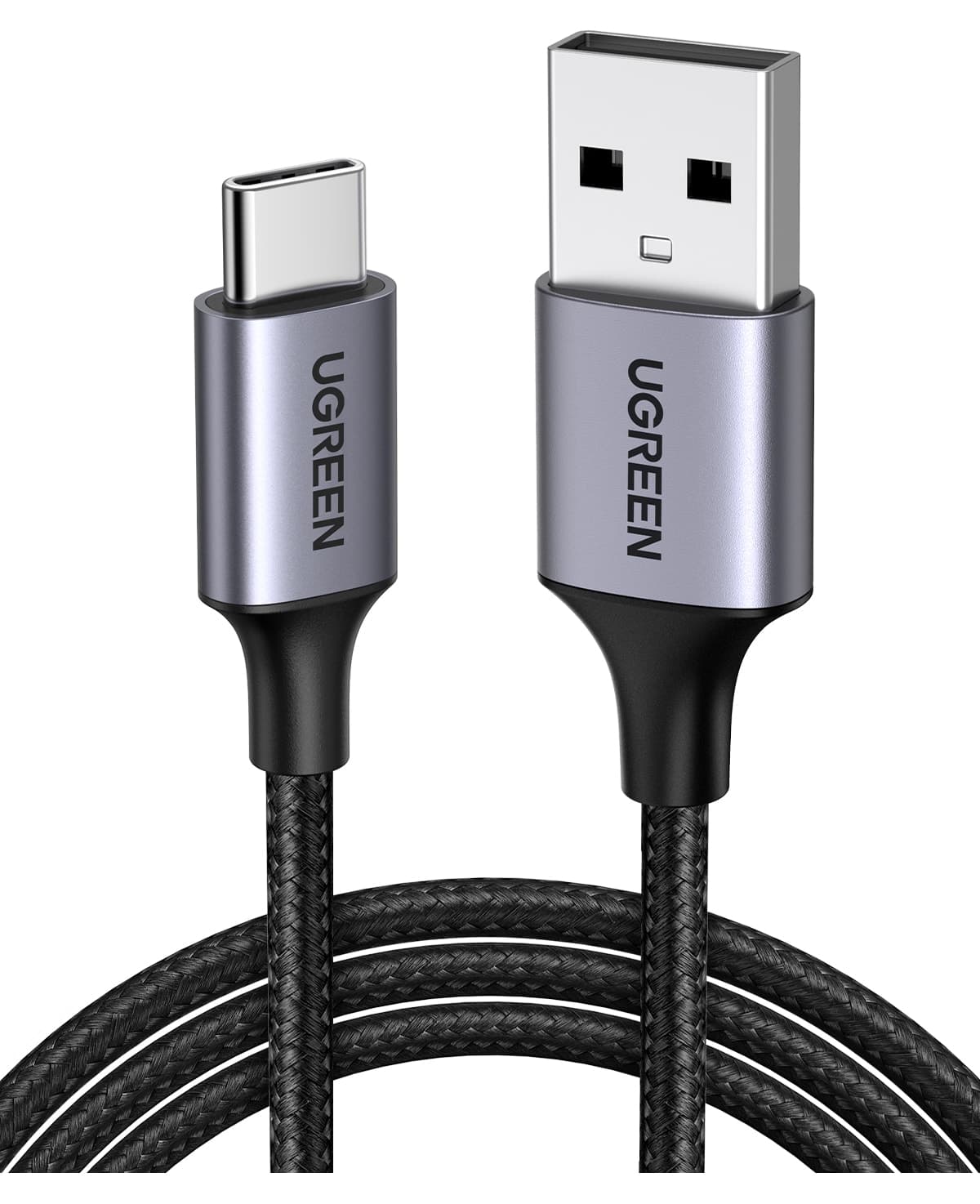کابل شارژ سریع Ugreen USB-C به USB-A 3A بافته 3 متری مشکی مدل 60408 کابل شارژ سریع Ugreen USB-C به USB-A 3A بافته 3 متری مشکی مدل 60408