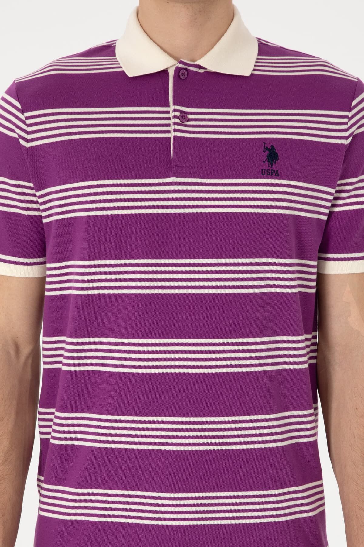 تیشرت مردانه U.S. Polo Assn. یقه پولو فیت معمولی راهراه بنفش مدل 50306826-VR037 تیشرت مردانه U.S. Polo Assn. یقه پولو فیت معمولی راهراه بنفش مدل 50306826-VR037