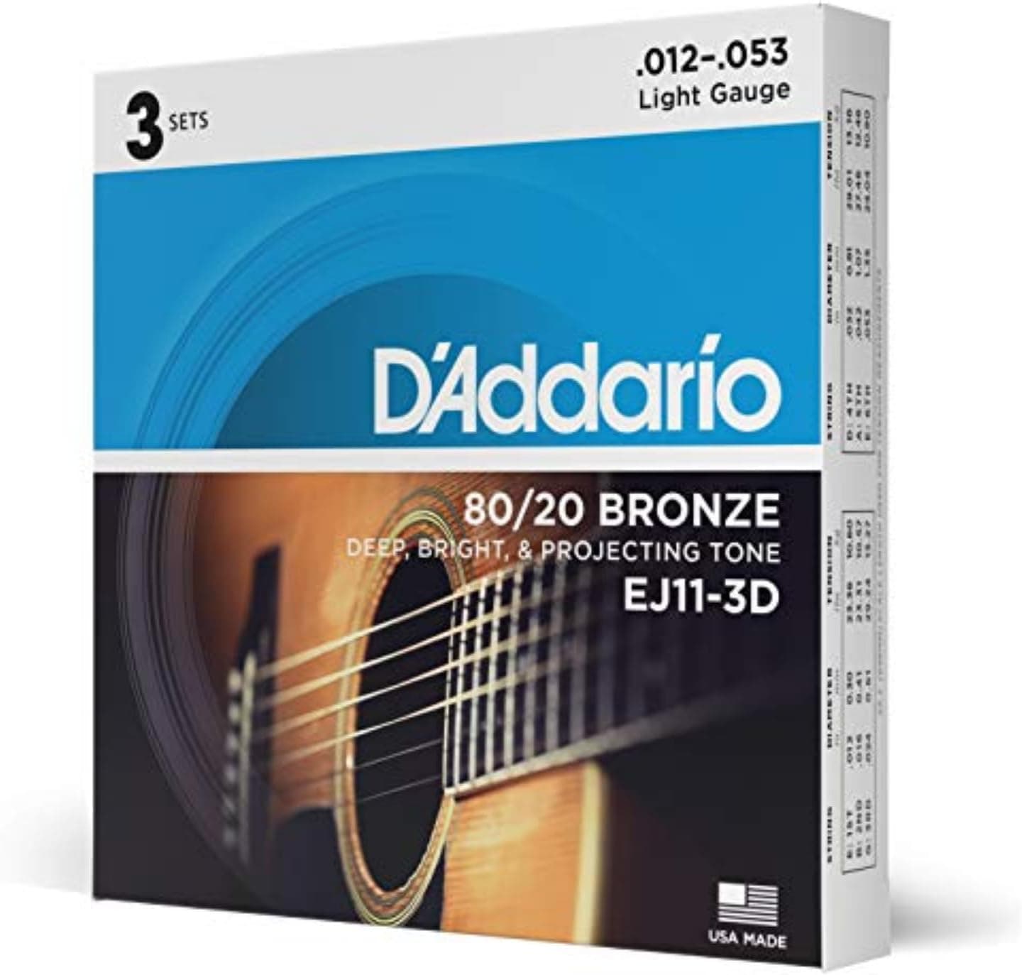 سیم گیتار آکوستیک D'Addario برنز 80/20 گیج سبک مدل EJ11 سیم گیتار آکوستیک D'Addario برنز 80/20 گیج سبک مدل EJ11