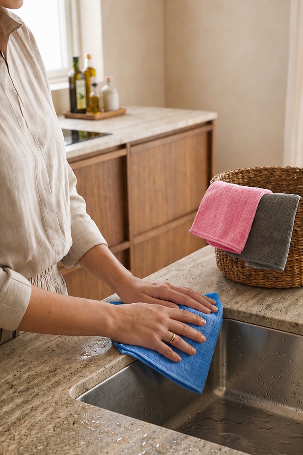 دستمال آشپزخانه 3 عددی MissClean جاذب آب و ضدلک 40*40 Cm دستمال آشپزخانه 3 عددی MissClean جاذب آب و ضدلک 40*40 Cm