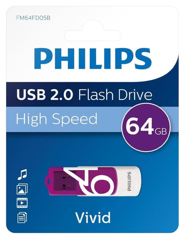 فلش مموری Philips سری Vivid 64GB USB 2.0 پرسرعت مدل FM64FD05B/00 فلش مموری Philips سری Vivid 64GB USB 2.0 پرسرعت مدل FM64FD05B/00