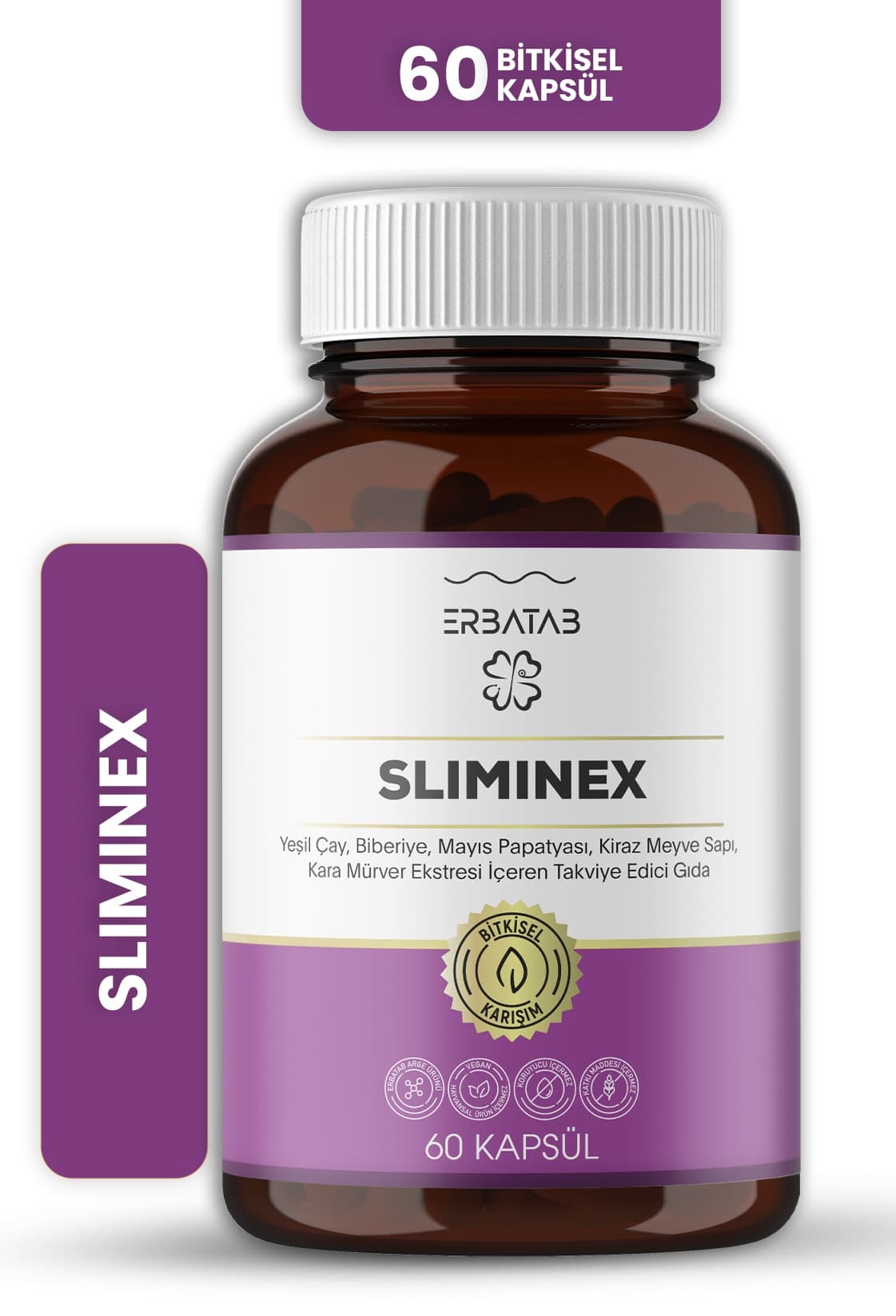 کپسول Sliminex حاوی عصاره چای سبز، رزماری، بابونه و دمگیلاس Erbatab، 60 عدد کپسول Sliminex حاوی عصاره چای سبز، رزماری، بابونه و دمگیلاس Erbatab، 60 عدد