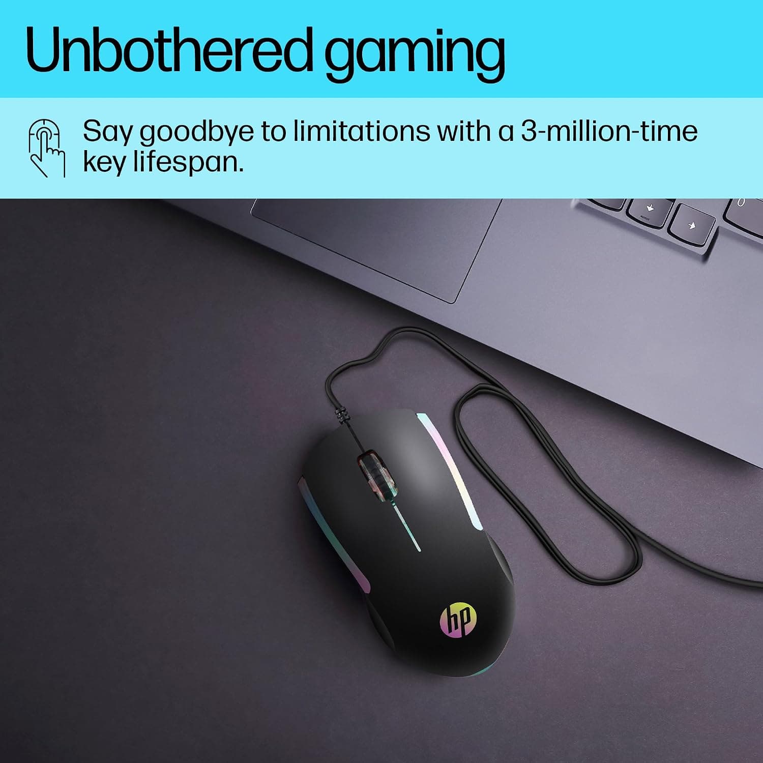ماوس گیمینگ اپتیکال سیمی USB HP با سطح لاستیکی ضدلغزش، نور RGB و 1000 DPI مشکی مدل M160 7ZZ79AA ماوس گیمینگ اپتیکال سیمی USB HP با سطح لاستیکی ضدلغزش، نور RGB و 1000 DPI مشکی مدل M160 7ZZ79AA