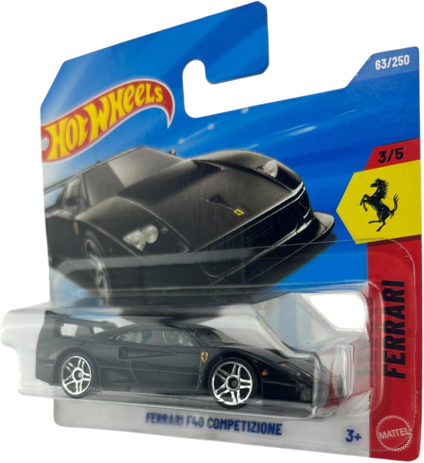 ماشین اسباببازی دایکست Hot Wheels مشکی مدل Ferrari F40 Competizine مقیاس 1:64، 3/5، 63/250 ماشین اسباببازی دایکست Hot Wheels مشکی مدل Ferrari F40 Competizine مقیاس 1:64، 3/5، 63/250