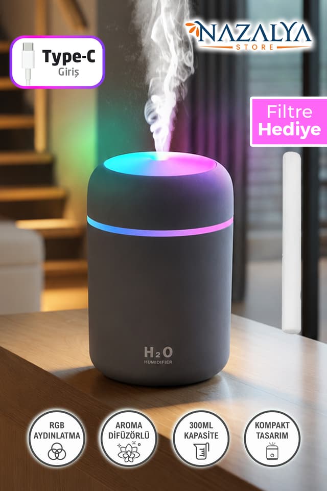 دستگاه بخور و رطوبتساز Nazalya اولتراسونیک LED و دیفیوزر رایحه 300 ml دستگاه بخور و رطوبتساز Nazalya اولتراسونیک LED و دیفیوزر رایحه 300 ml