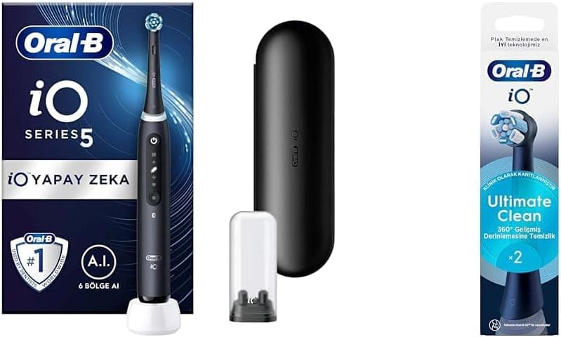 مسواک برقی Oral-B مدل iO 5 مشکی با فناوری هوش مصنوعی بههمراه 2 سری یدک iO Ultimate Clean مشکی مسواک برقی Oral-B مدل iO 5 مشکی با فناوری هوش مصنوعی بههمراه 2 سری یدک iO Ultimate Clean مشکی