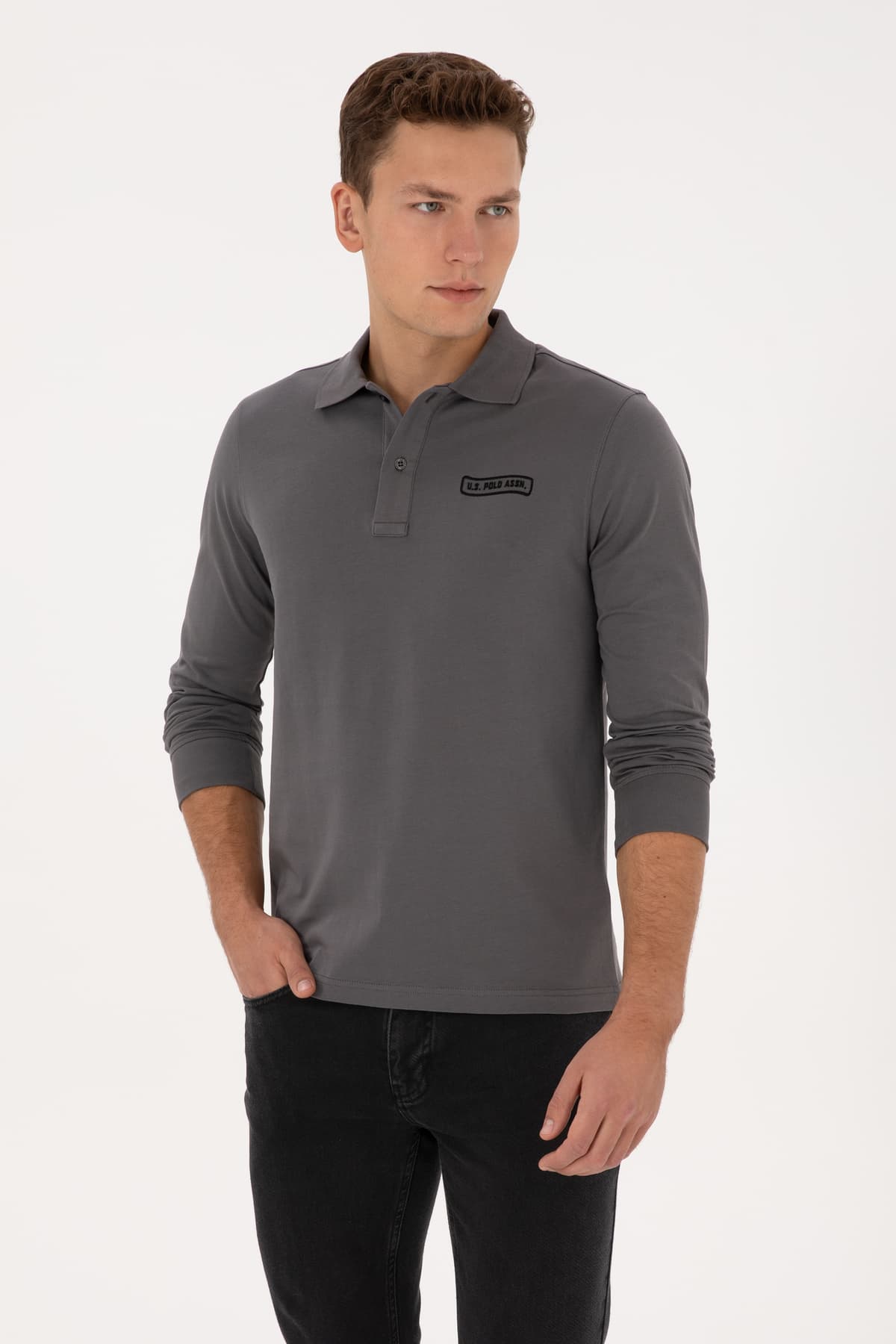 سویشرت مردانه U.S. Polo Assn. فیت معمولی یقه پولو خاکستری مدل 50315454-VR024 سویشرت مردانه U.S. Polo Assn. فیت معمولی یقه پولو خاکستری مدل 50315454-VR024