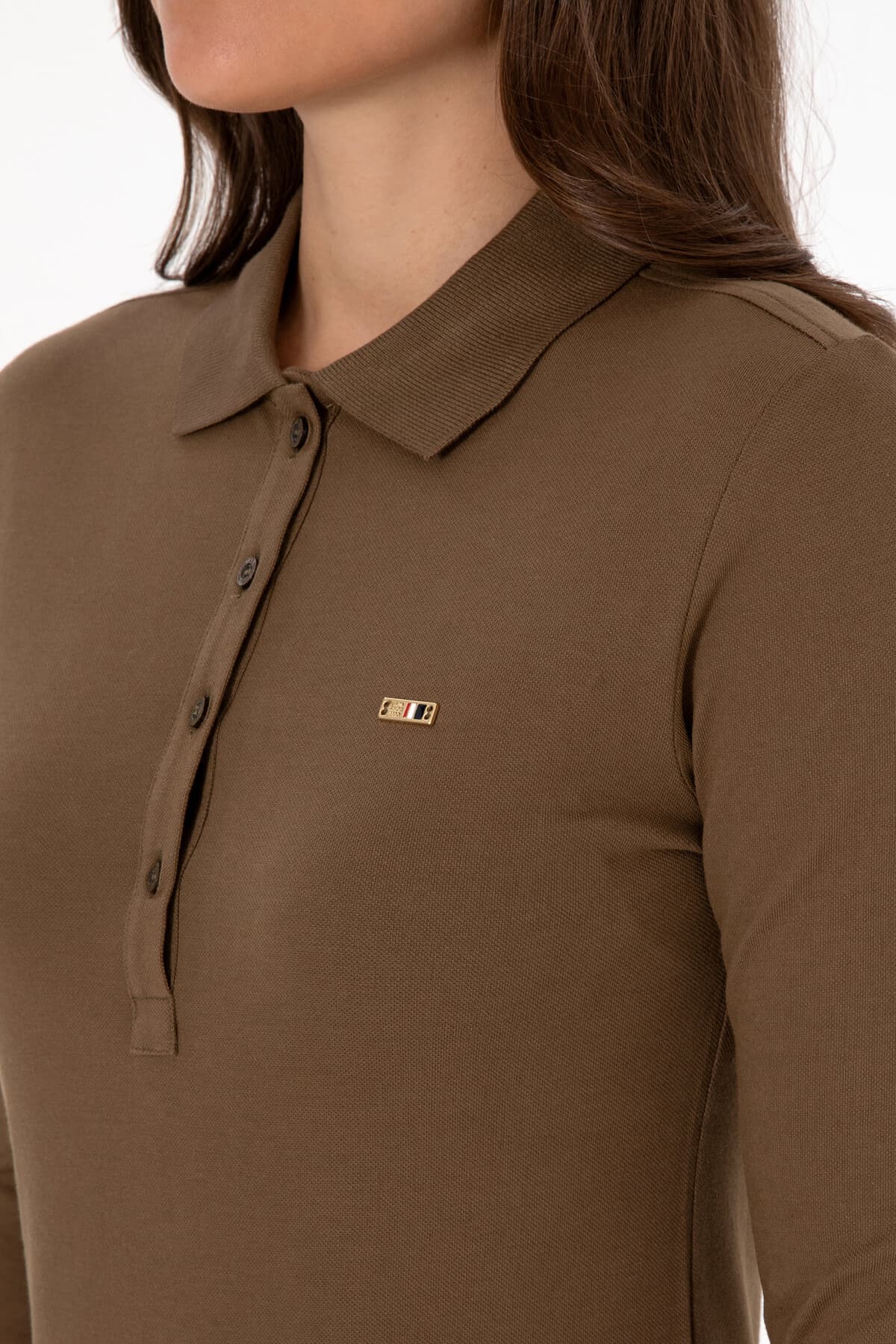 سویشرت یقه پولو زنانه U.S. Polo Assn. خاکی ساده مدل 50313593-VR027 سویشرت یقه پولو زنانه U.S. Polo Assn. خاکی ساده مدل 50313593-VR027
