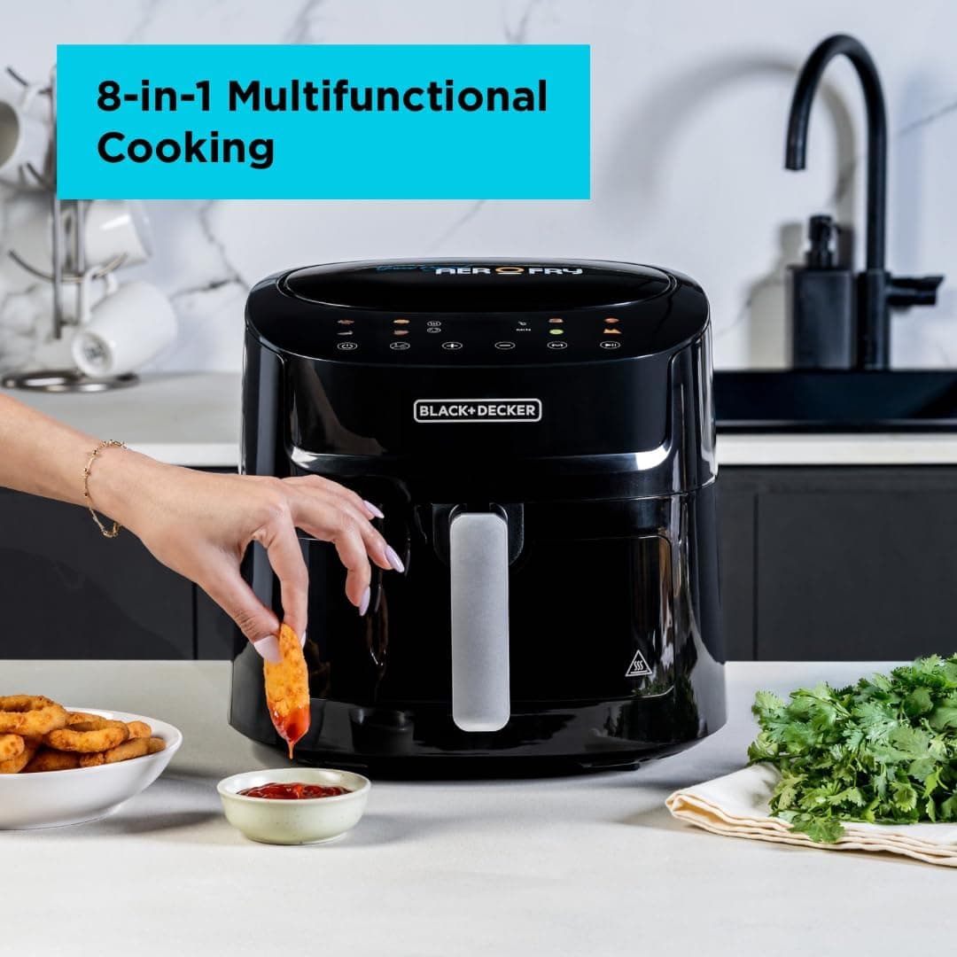 سرخکن بدون روغن دیجیتال ۸ کاره BLACK+DECKER با پنجره، ظرفیت 7.2L، توان 1800W، نمایشگر LED مدل AF7210-B5 سرخکن بدون روغن دیجیتال ۸ کاره BLACK+DECKER با پنجره، ظرفیت 7.2L، توان 1800W، نمایشگر LED مدل AF7210-B5