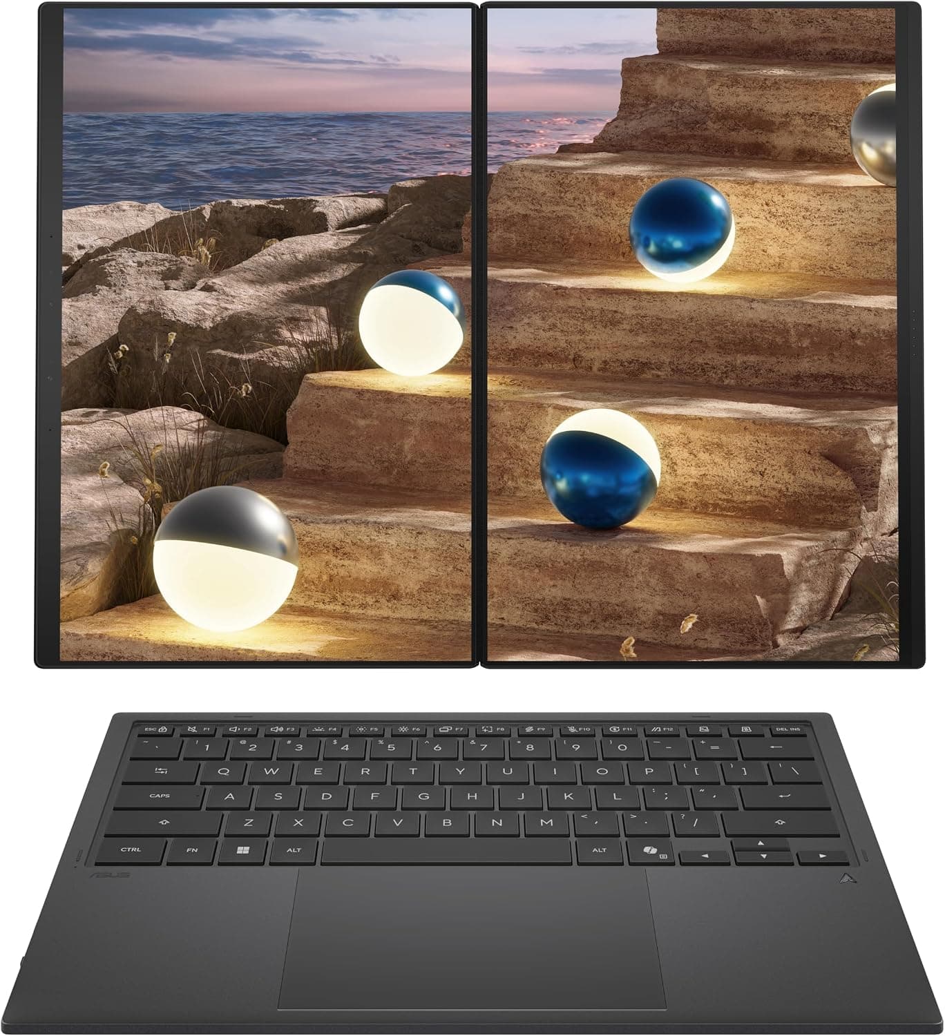 لپتاپ ASUS Zenbook Duo نمایشگر دوگانه OLED 14 اینچی خاکستری لپتاپ ASUS Zenbook Duo نمایشگر دوگانه OLED 14 اینچی خاکستری