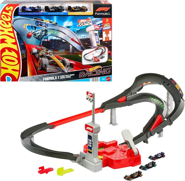 ست پیست ماشین اسباببازی Hot Wheels با 3 خودروی فلزی Formula 1 مقیاس 1:64 مدل McLaren F1 Team، Alpine و VCARB ست پیست ماشین اسباببازی Hot Wheels با 3 خودروی فلزی Formula 1 مقیاس 1:64 مدل McLaren F1 Team، Alpine و VCARB