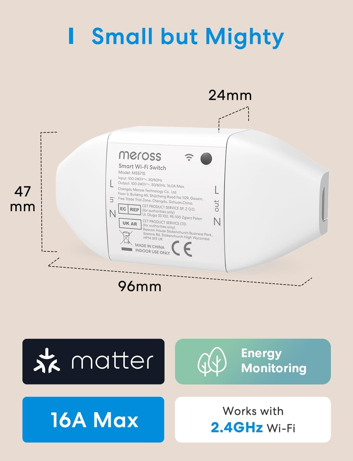 کلید هوشمند DIY Meross رله WiFi با مانیتور انرژی Matter کلید هوشمند DIY Meross رله WiFi با مانیتور انرژی Matter