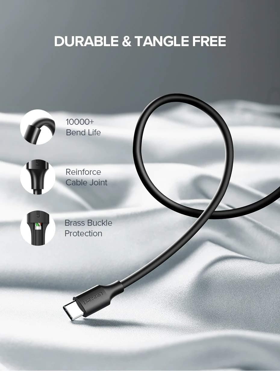 کابل شارژ و انتقال داده USB Type-C UGREEN سفید 1 Metre کابل شارژ و انتقال داده USB Type-C UGREEN سفید 1 Metre