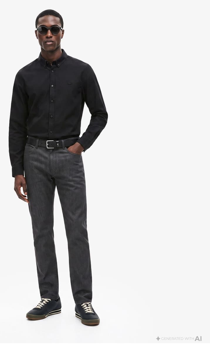 پیراهن مردانه Lacoste فیت اسلیم یقه دکمهدار مشکی پیراهن مردانه Lacoste فیت اسلیم یقه دکمهدار مشکی