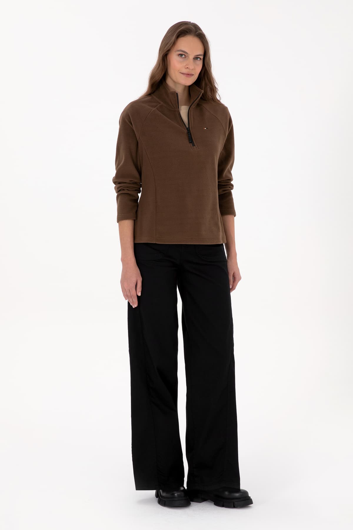 سویشرت پلار زنانه U.S. Polo Assn. قهوهای زیپدار یقه ایستاده مدل 50316714-VR029 سویشرت پلار زنانه U.S. Polo Assn. قهوهای زیپدار یقه ایستاده مدل 50316714-VR029