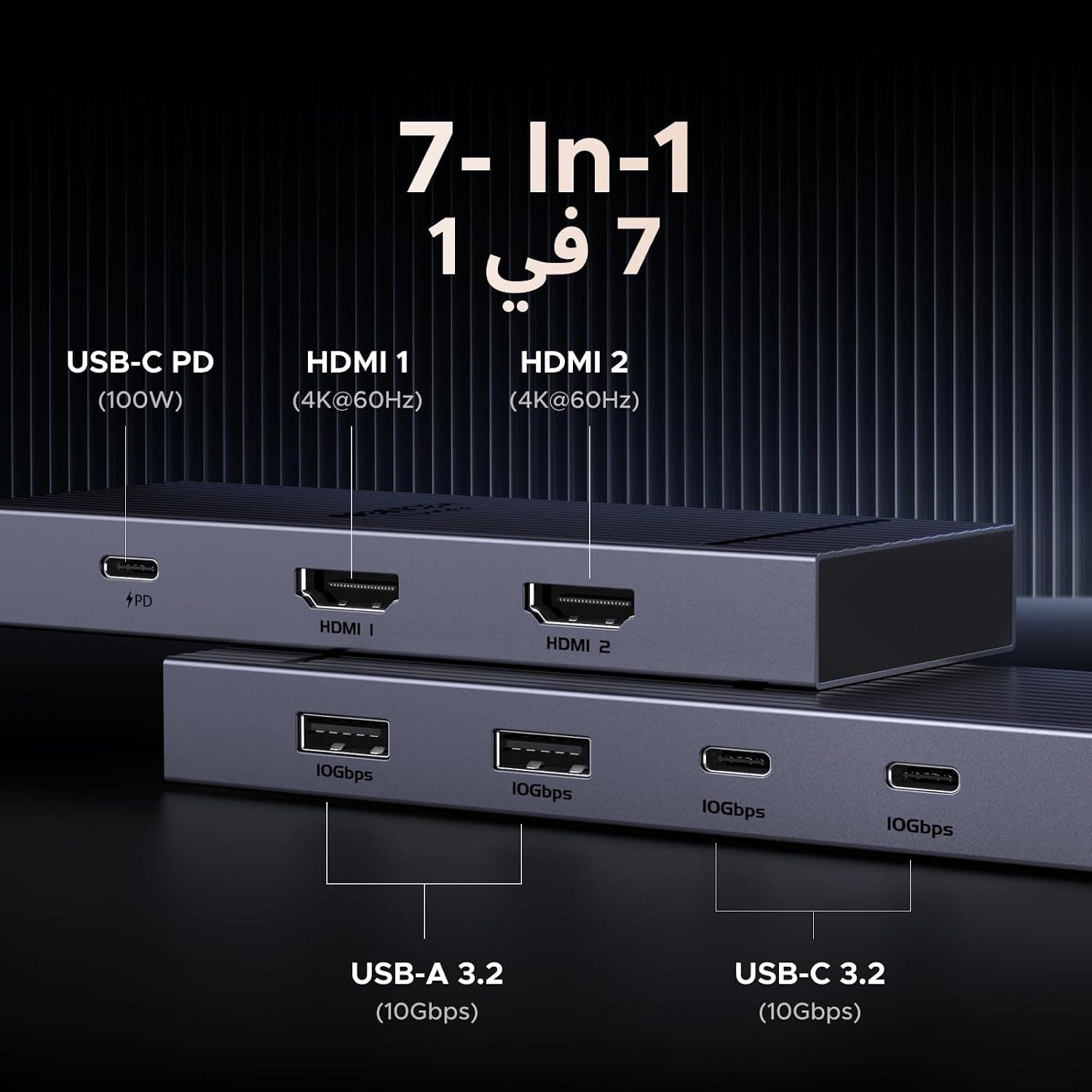 داک استیشن UGREEN USB-C 7-in-1 با خروجی HDMI تک/دوگانه 4K@60Hz داک استیشن UGREEN USB-C 7-in-1 با خروجی HDMI تک/دوگانه 4K@60Hz