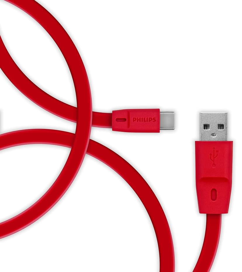 کابل شارژ USB به USB-C مردانه PHILIPS 1.8 متری PVC قرمز مدل DLC2529C کابل شارژ USB به USB-C مردانه PHILIPS 1.8 متری PVC قرمز مدل DLC2529C