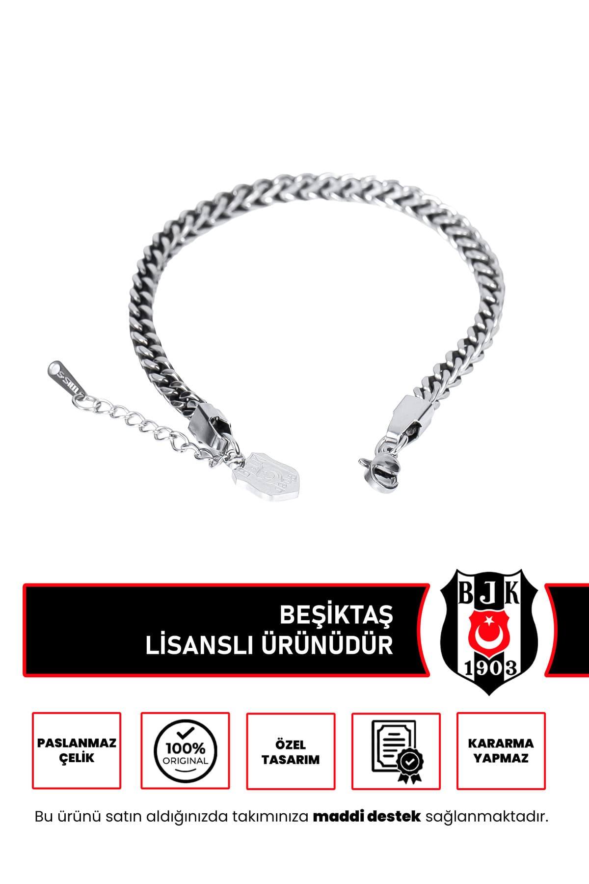 دستبند استیل Beşiktaş مدل 1 دستبند استیل Beşiktaş مدل 1