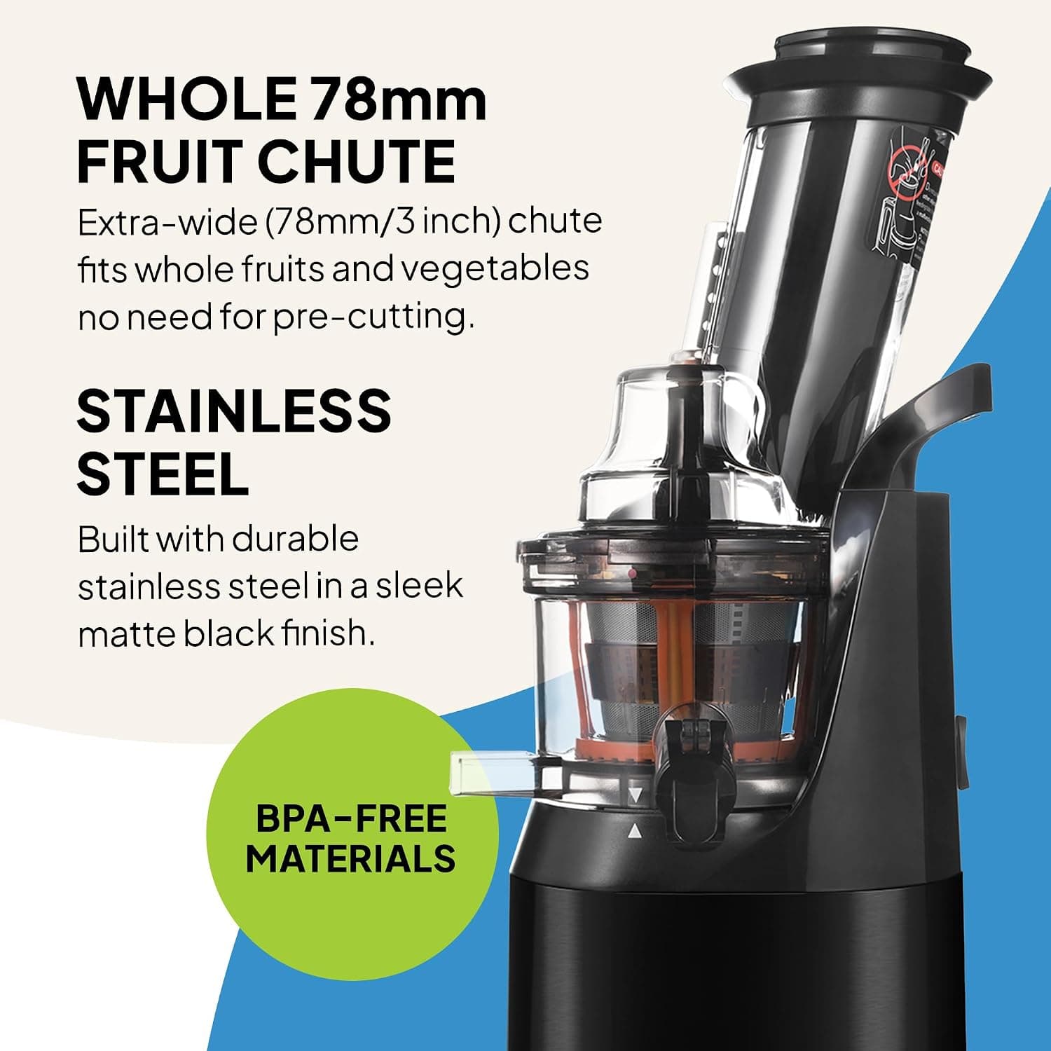 آبمیوهگیری FRIDJA پرس سرد 240W دهانه 78mm بدون BPA مدل f1900 آبمیوهگیری FRIDJA پرس سرد 240W دهانه 78mm بدون BPA مدل f1900