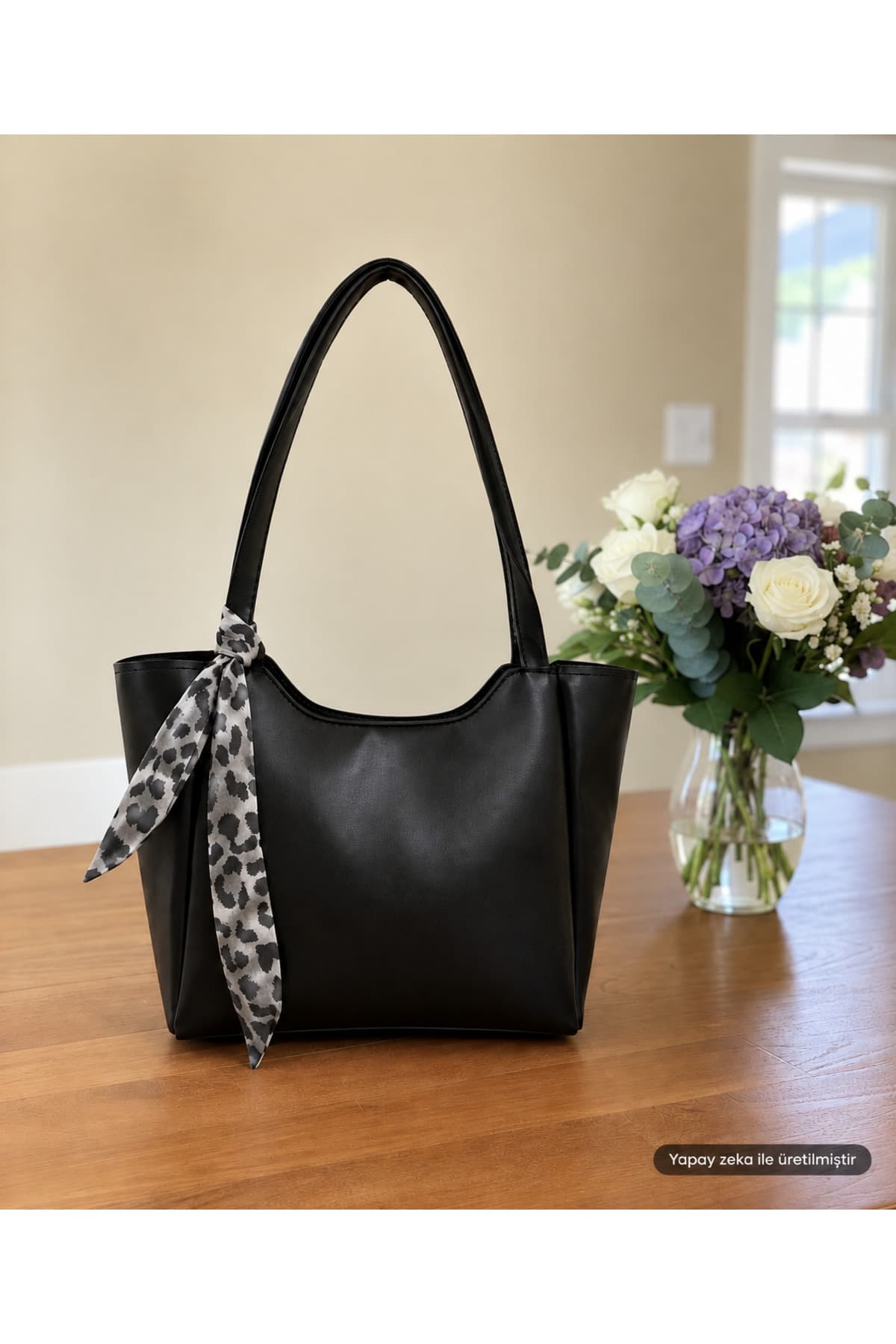 کیف دستی و دوشی شاپر زنانه Judour Bags مشکی با شال تزئینی و زیپ کیف دستی و دوشی شاپر زنانه Judour Bags مشکی با شال تزئینی و زیپ
