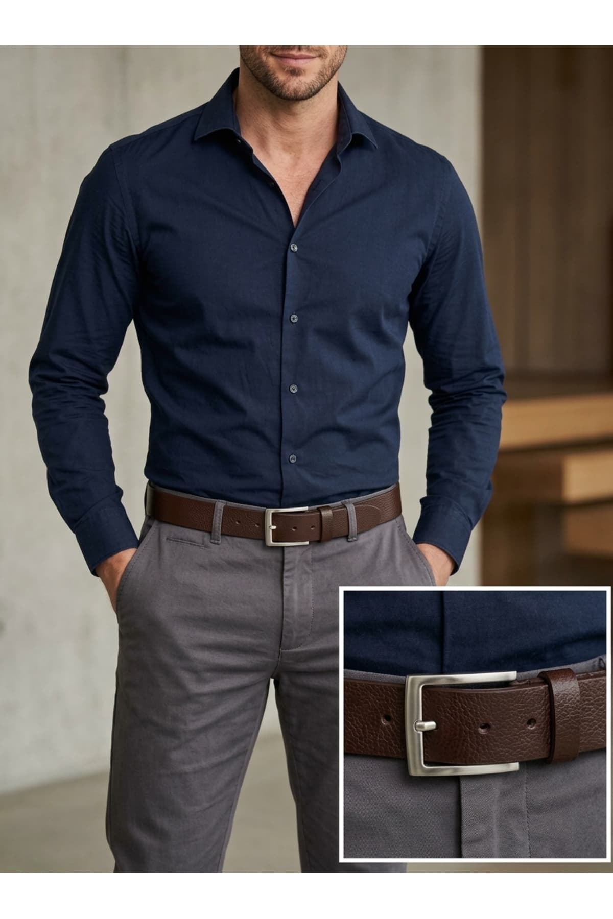 کمربند مردانه Livize کلاسیک چرم گاومیش 100% 3.5cm مشکی - قهوهای کمربند مردانه Livize کلاسیک چرم گاومیش 100% 3.5cm مشکی - قهوهای