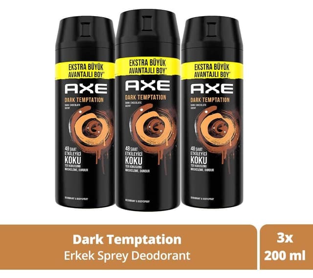 دئودورانت اسپری مردانه Axe مدل Dark Temptation 200 ml x3 دئودورانت اسپری مردانه Axe مدل Dark Temptation 200 ml x3