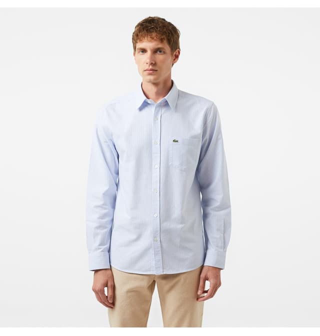 پیراهن مردانه Lacoste نخی ارگانیک راهراه آبی روشن با فیت معمولی پیراهن مردانه Lacoste نخی ارگانیک راهراه آبی روشن با فیت معمولی