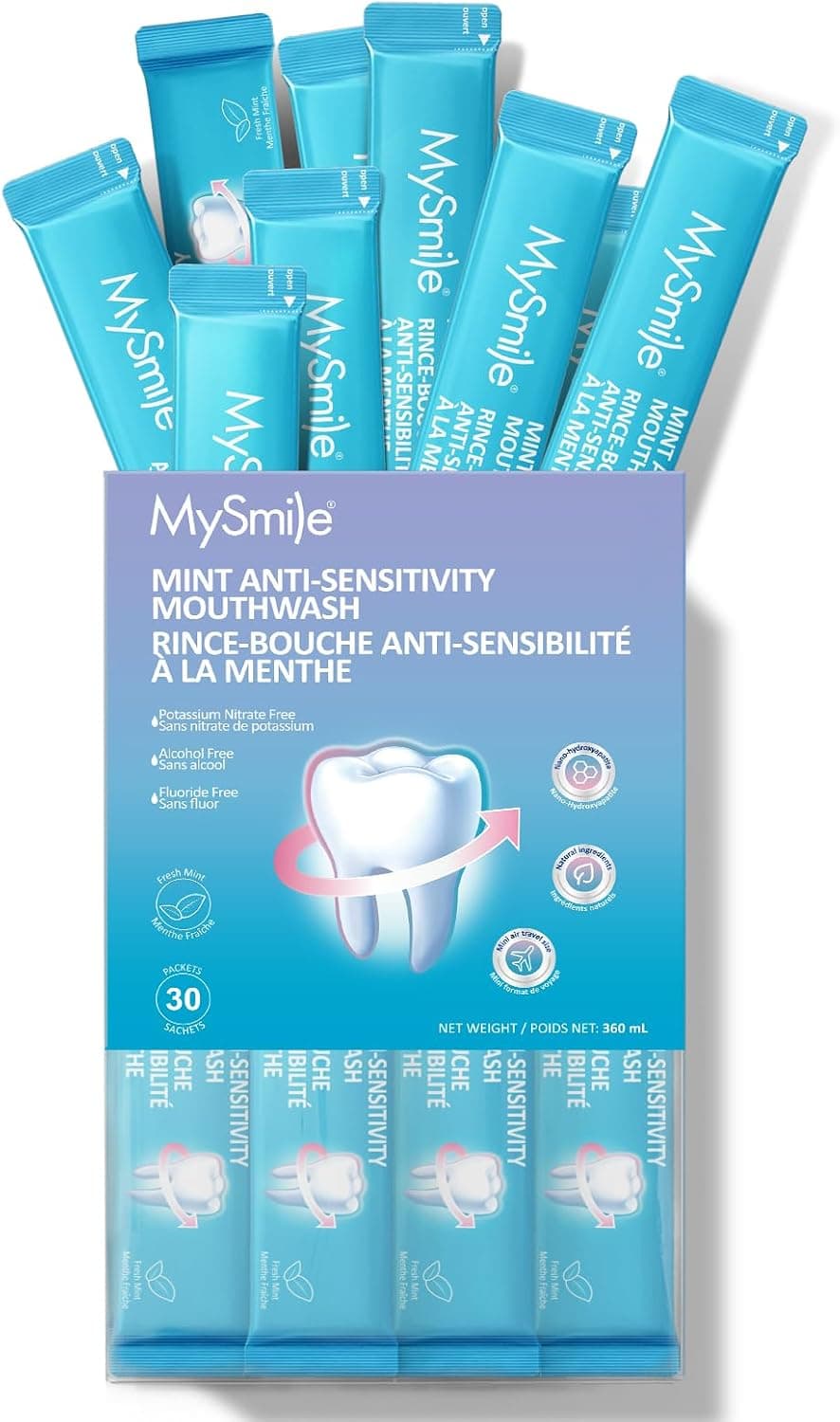 دهانشویه MySmile ضدحساسیت نانو هیدروکسی آپاتیت بدون فلوراید 0.41 Fl Oz بسته 30 عددی دهانشویه MySmile ضدحساسیت نانو هیدروکسی آپاتیت بدون فلوراید 0.41 Fl Oz بسته 30 عددی