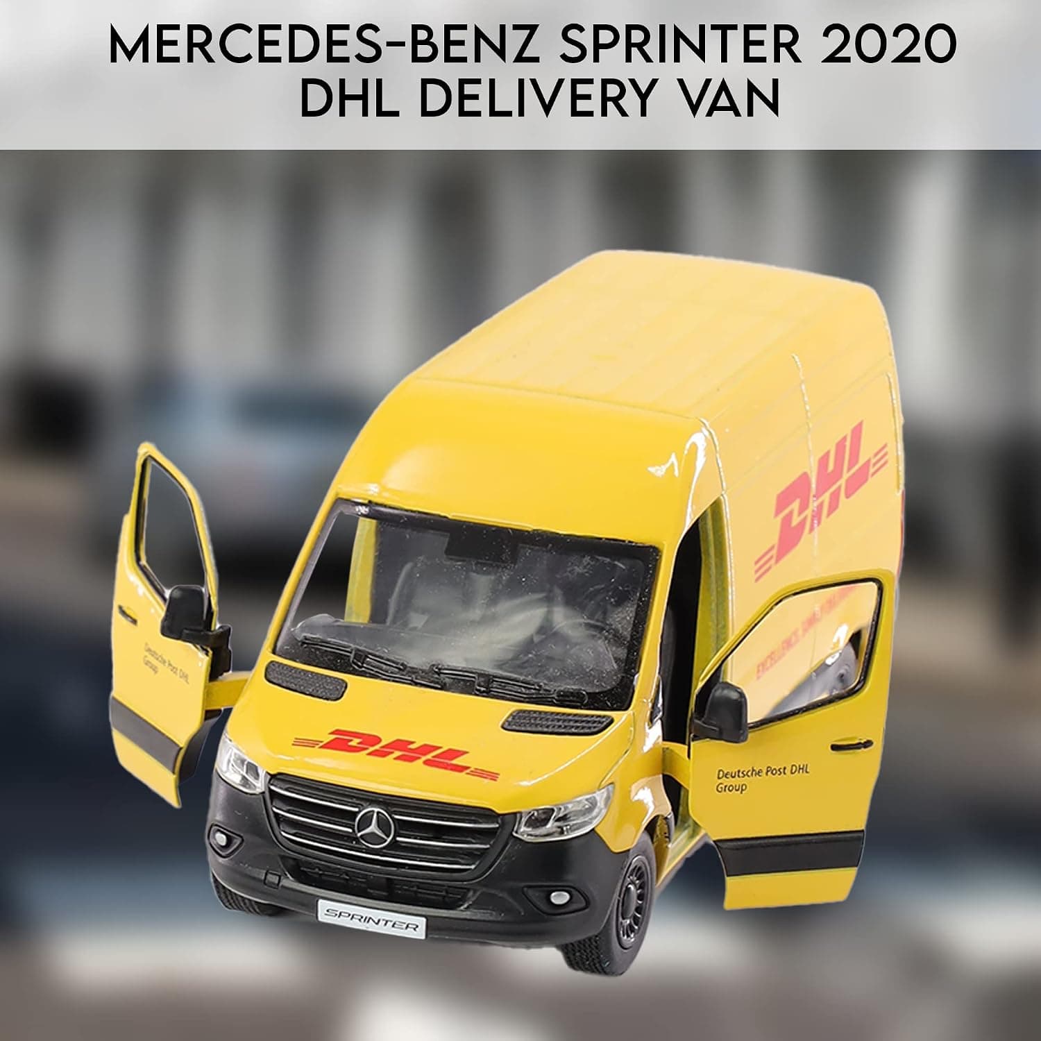 ماشین اسباببازی کودک D.A.Y. Republic ون زرد فلزی Mercedes Benz Sprinter عقبکش مدل DHL Van ماشین اسباببازی کودک D.A.Y. Republic ون زرد فلزی Mercedes Benz Sprinter عقبکش مدل DHL Van