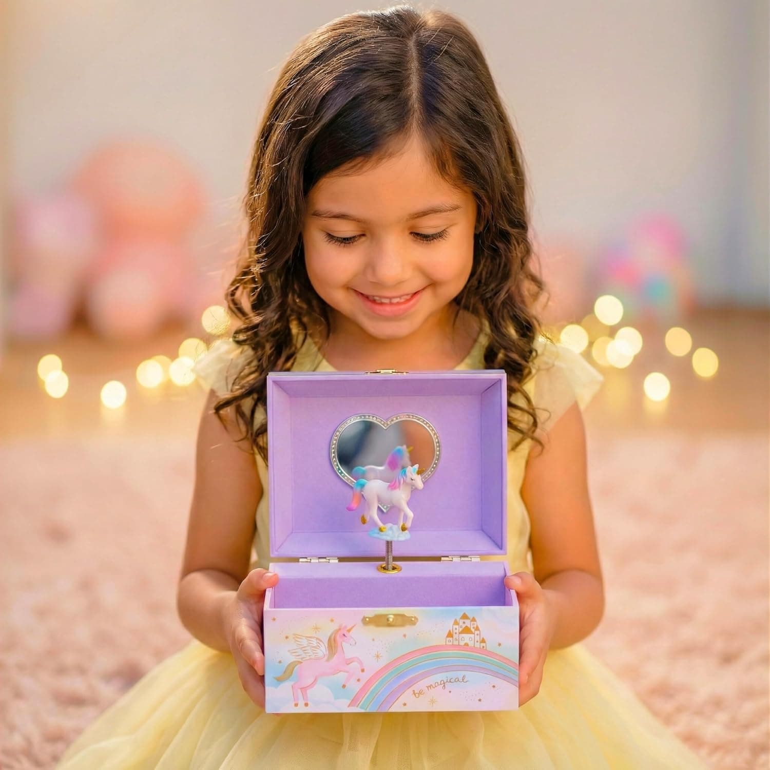جعبه زیورآلات موزیکال دخترانه Giggle & Honey با تکشاخ چرخان 15,2 x 11,9 x 8,9 cm جعبه زیورآلات موزیکال دخترانه Giggle & Honey با تکشاخ چرخان 15,2 x 11,9 x 8,9 cm