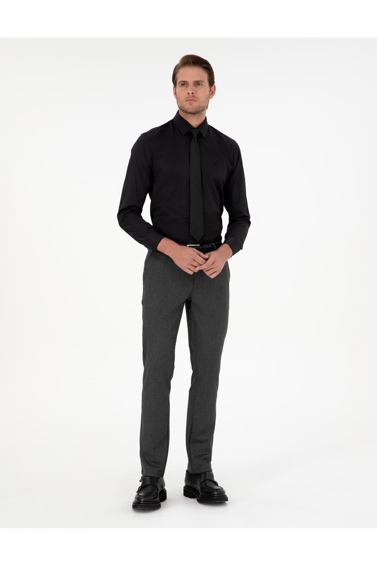 شلوار مردانه Pierre Cardin پارچهای آنتراسیت اسلیم فیت مدل 50292959-VR006 شلوار مردانه Pierre Cardin پارچهای آنتراسیت اسلیم فیت مدل 50292959-VR006