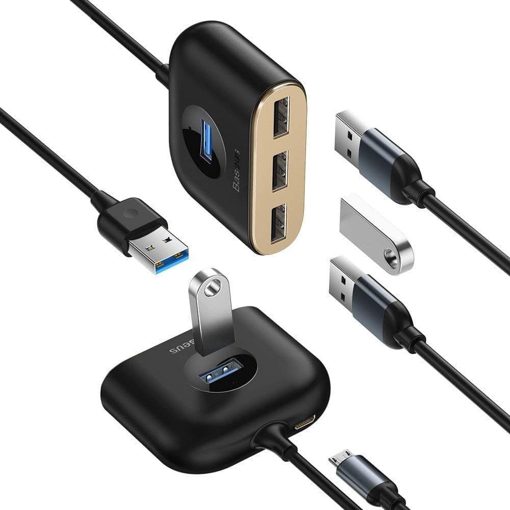 هاب USB چهارکاره Baseus Square round با 1×USB3.0 و 3×USB2.0، 1m، مشکی هاب USB چهارکاره Baseus Square round با 1×USB3.0 و 3×USB2.0، 1m، مشکی