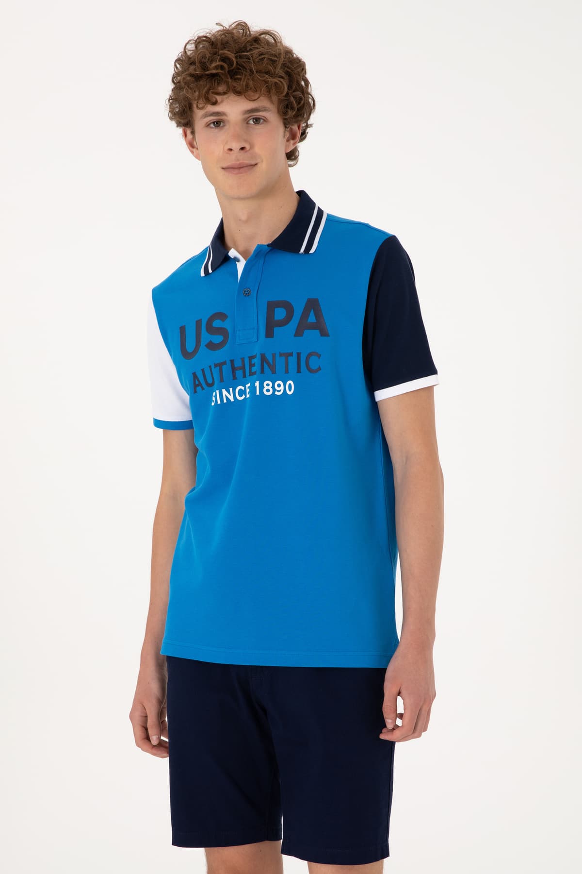 تیشرت مردانه U.S. Polo Assn. یقه پولو فیت معمولی آبی کبالت مدل 50299803-VR077 تیشرت مردانه U.S. Polo Assn. یقه پولو فیت معمولی آبی کبالت مدل 50299803-VR077