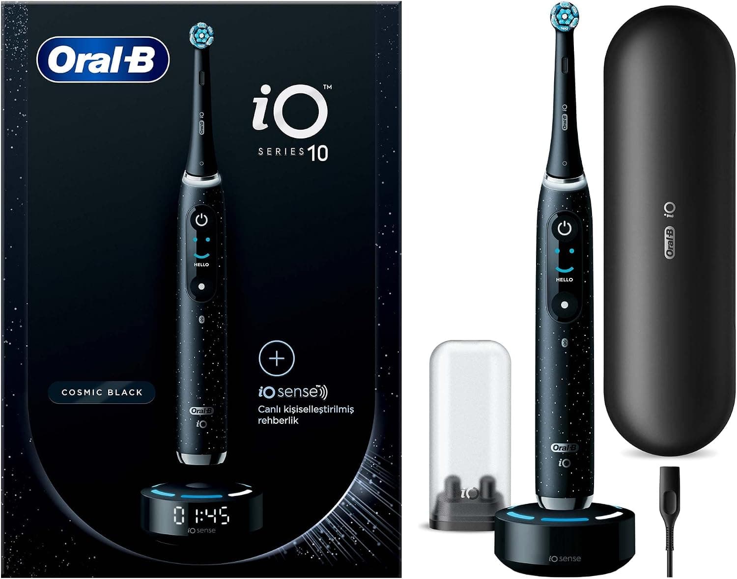 ست مسواک برقی شارژی Oral-B iO Sense مدل iO - 10 مشکی با 4 عدد سری یدک Radiant White سفید ست مسواک برقی شارژی Oral-B iO Sense مدل iO - 10 مشکی با 4 عدد سری یدک Radiant White سفید
