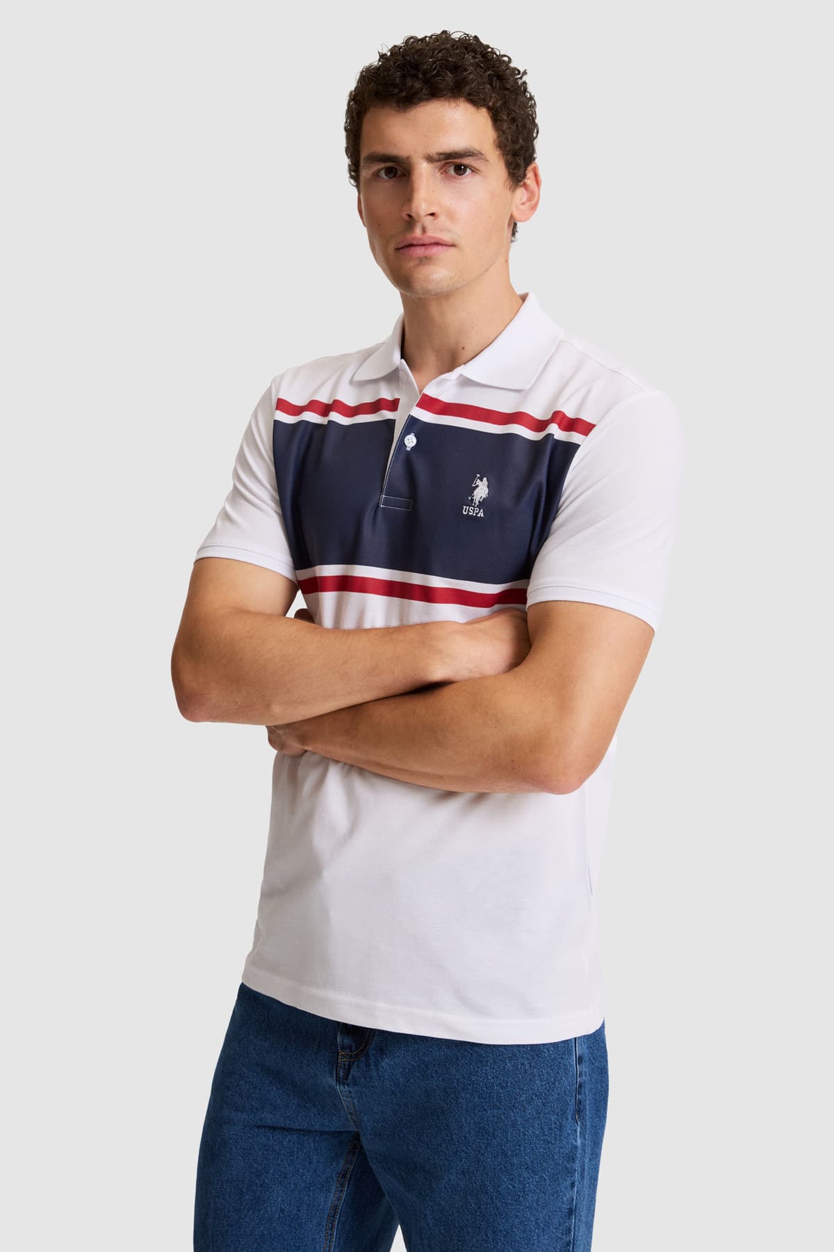 تیشرت یقه پولو مردانه U.S. Polo Assn. سفید فیت معمولی مدل 50326938-VR013 تیشرت یقه پولو مردانه U.S. Polo Assn. سفید فیت معمولی مدل 50326938-VR013
