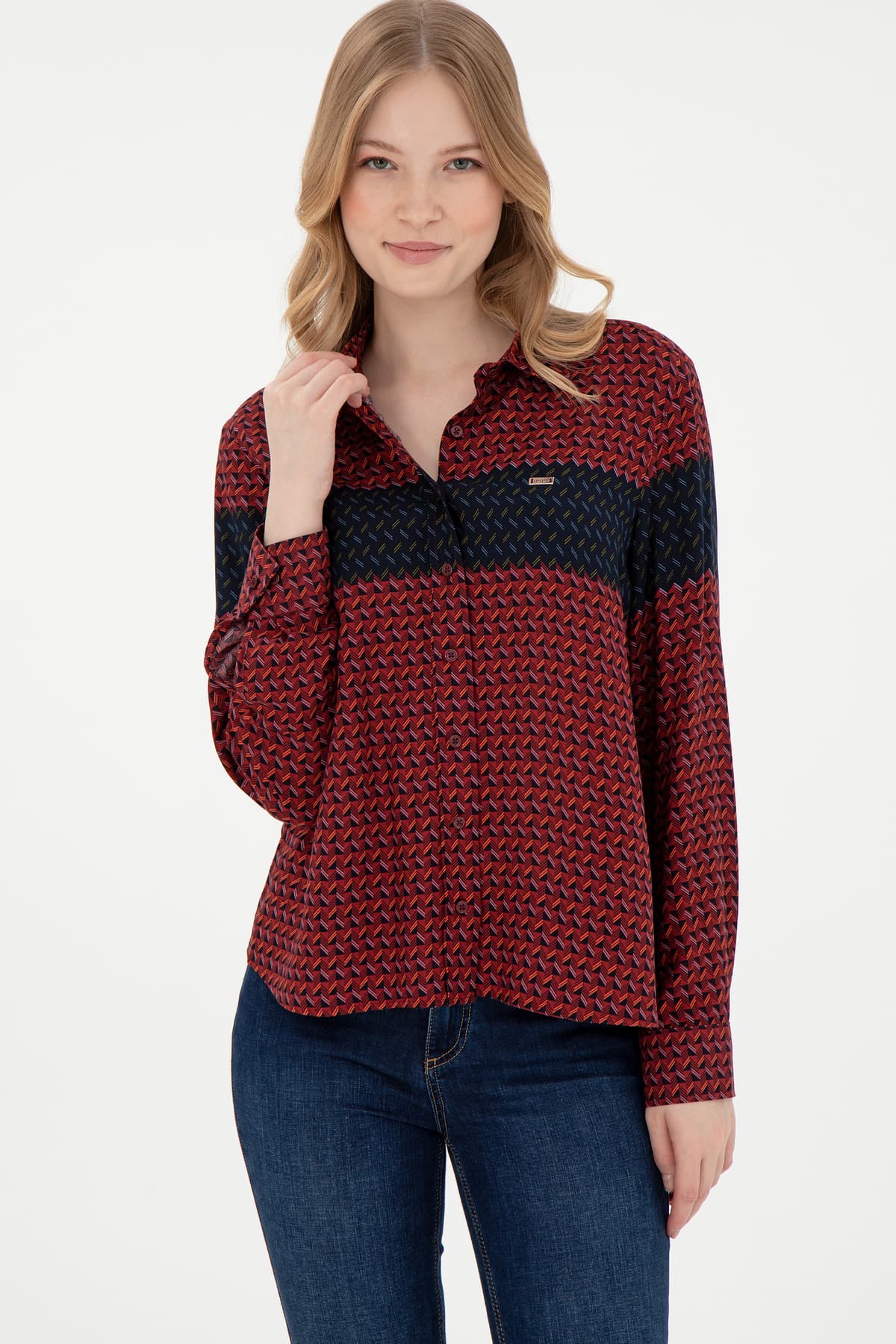 پیراهن زنانه U.S. Polo Assn. زرشکی آستین بلند مدل 50291099-VR014 پیراهن زنانه U.S. Polo Assn. زرشکی آستین بلند مدل 50291099-VR014