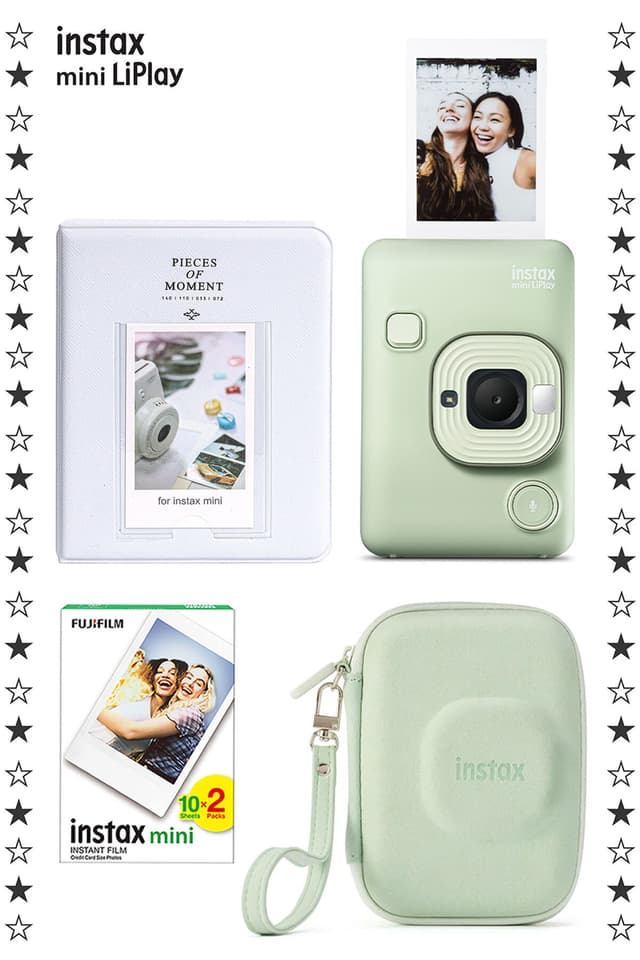 دوربین Fujifilm Instax mini LiPlay سبز ماچا همراه فیلم 20 تایی، آلبوم و کیف هدیه دوربین Fujifilm Instax mini LiPlay سبز ماچا همراه فیلم 20 تایی، آلبوم و کیف هدیه