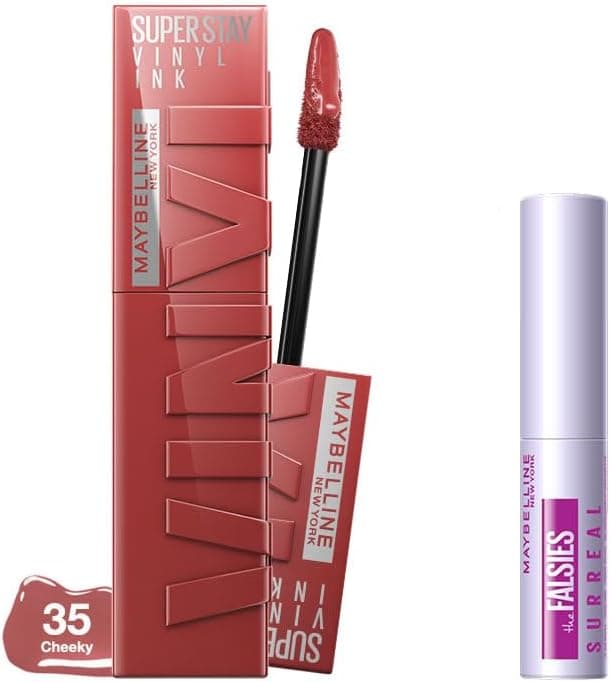 ست آرایشی Maybelline رژ لب مایع Super Stay Vinyl Ink 35 Cheeky مداد ژل Tattoo Liner ست آرایشی Maybelline رژ لب مایع Super Stay Vinyl Ink 35 Cheeky مداد ژل Tattoo Liner