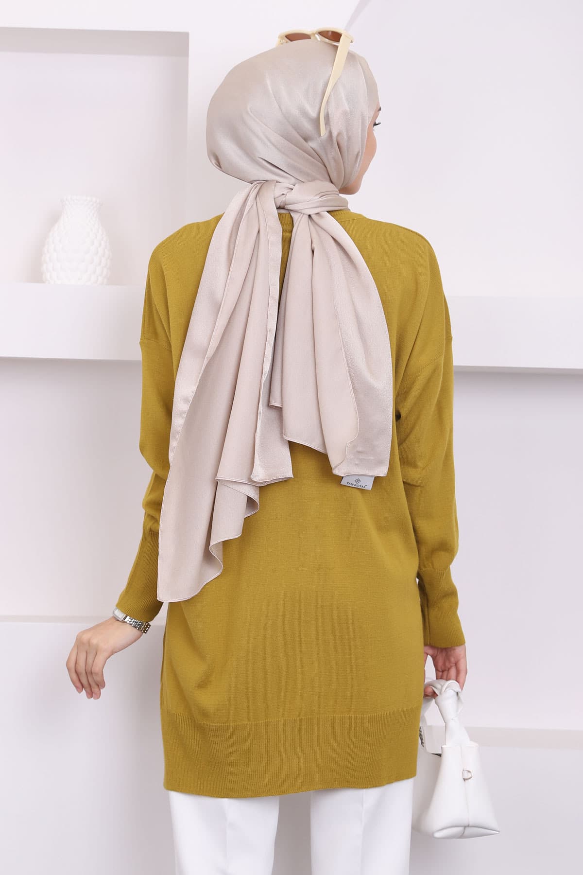 تونیک زنانه İmajButik تریکو مرسریزه یقه گرد سبز روغنی گشاد تونیک زنانه İmajButik تریکو مرسریزه یقه گرد سبز روغنی گشاد