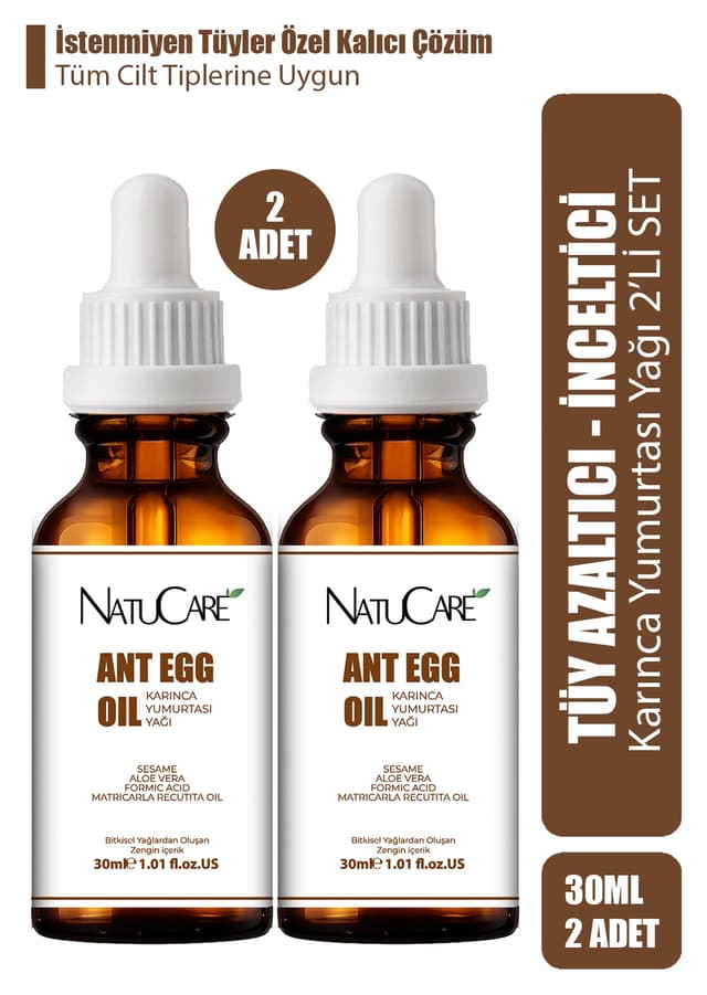 سرم NatuCare کاهشدهنده و برطرفکننده مو با تخم مورچه نمرسان 30ML 2'Lİ SET سرم NatuCare کاهشدهنده و برطرفکننده مو با تخم مورچه نمرسان 30ML 2'Lİ SET