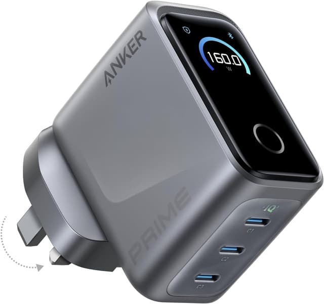 شارژر USB C سهپورت GaN Anker Prime با توان 160W، نمایشگر هوشمند و کنترل لمسی شارژر USB C سهپورت GaN Anker Prime با توان 160W، نمایشگر هوشمند و کنترل لمسی