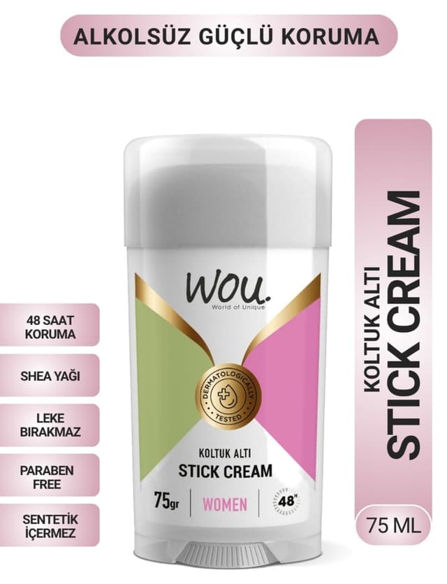 استیک کرمی ضدتعریق زنانه WOU World of Unique با محافظت ۴۸ ساعته 75ml استیک کرمی ضدتعریق زنانه WOU World of Unique با محافظت ۴۸ ساعته 75ml